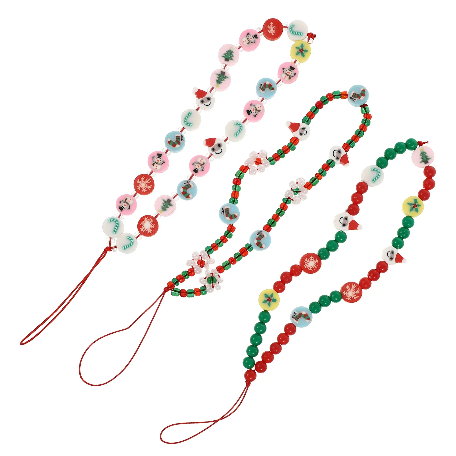 

3Pcs Phone Pendants Christmas Style Phone Chains Beaded Phone Lanyards