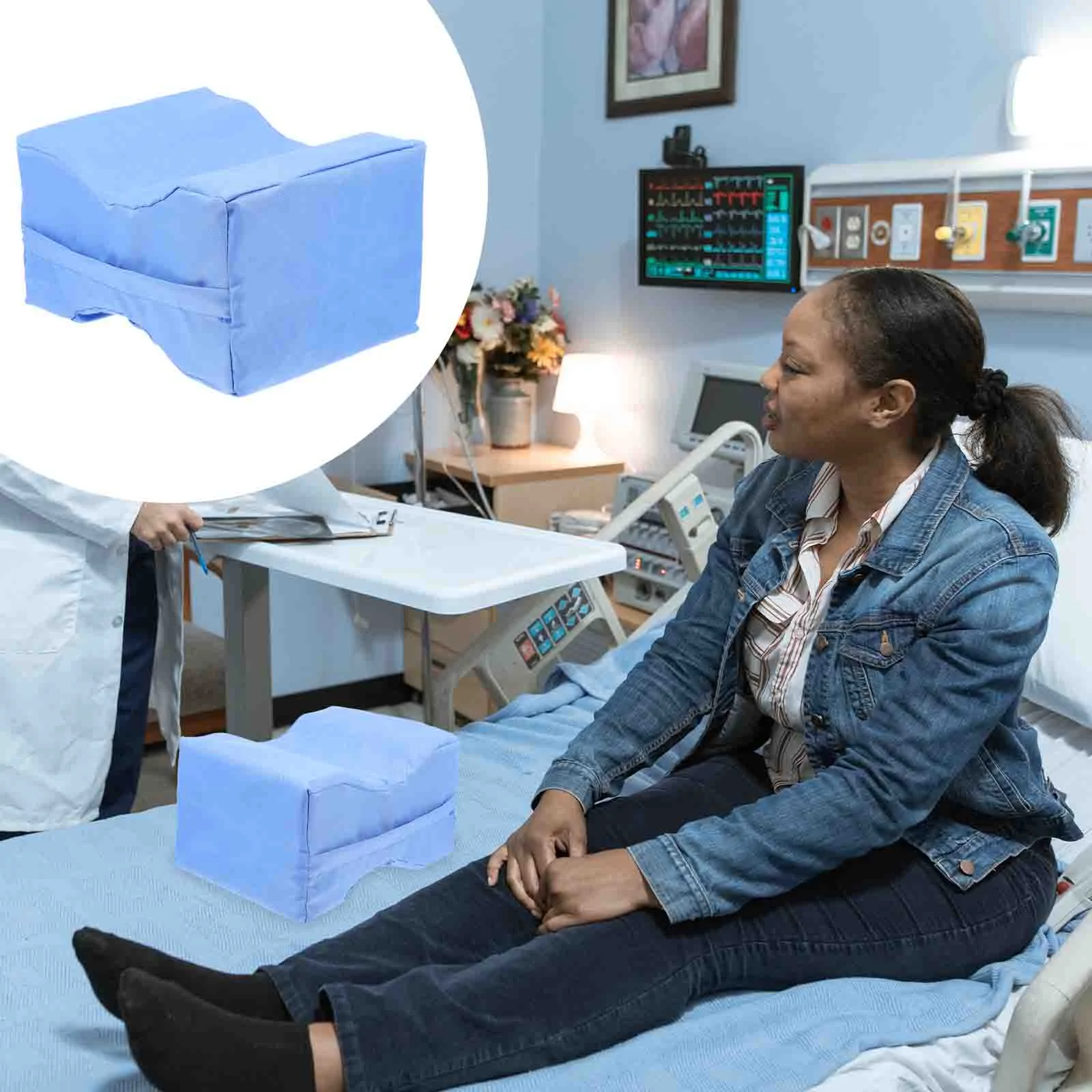 

Bedsore Leg Support Pillow Bedridden Raised Knee Pad Sponge Leg Cushion (Blue)