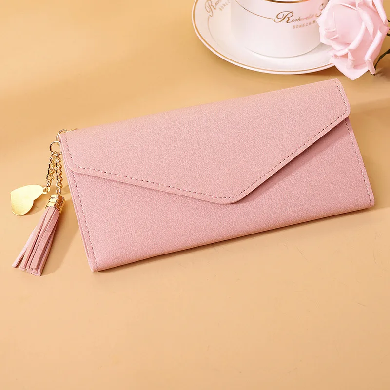 Trendy Fashion Tassel Long Women's Purse PU Leather Wallet Functional Card Holder Clutches Zipper Female Pocket