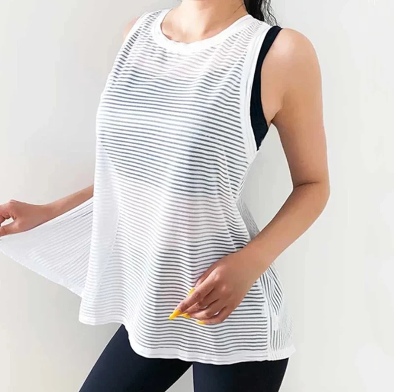 

LULU YOU WANT 2022 Women Sexy Tank Hallow Out Open Tank Quick Dry Running Vest Loose Tank Top Loose Gym Top