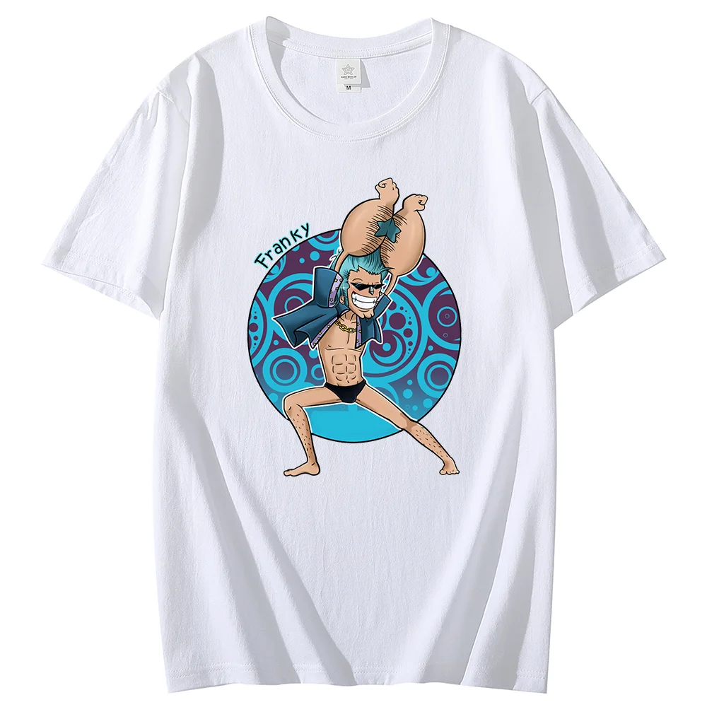 Футболка из аниме ONE PIECE с принтом FRANKY Спортивная уличная футболка для отдыха
