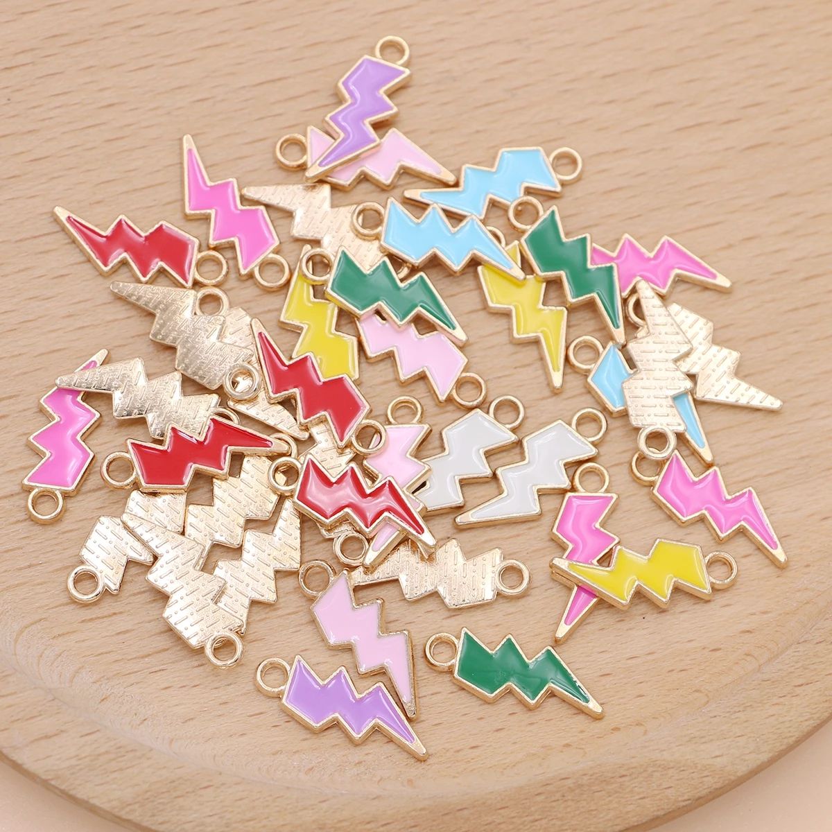 

20Pcs Mix Lot Gold Plated Enamel Lightning Charms for Jewelry Making Necklace Bracelet Earrings DIY Handmade Craft 20mm