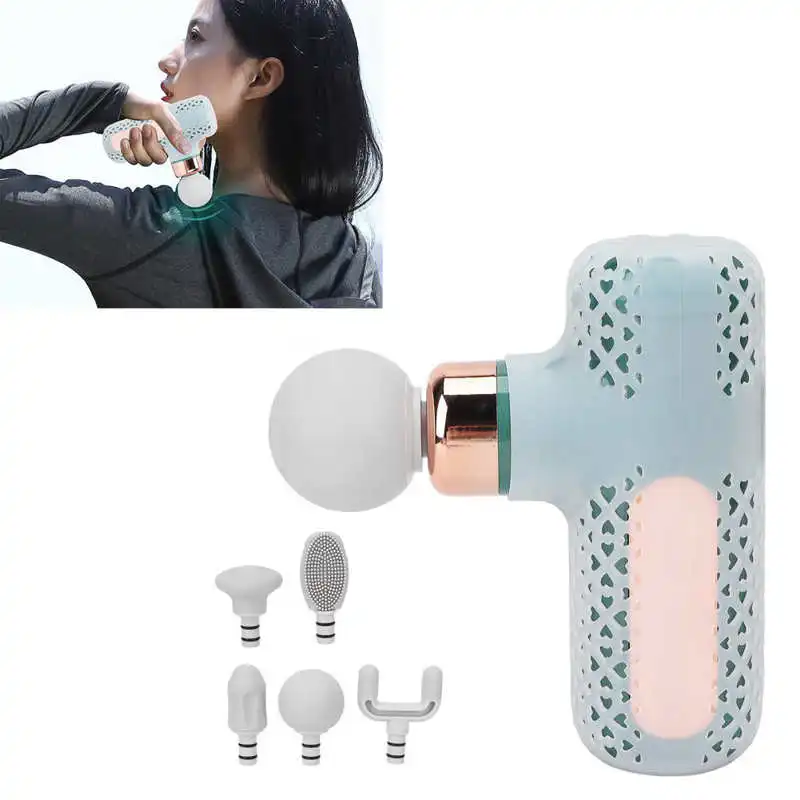 

Массажный пистолет для мышц, 5 силовых приспособлений, 5 насадок, глубокий массажер ткани с низким уровнем шума для шеи, плеч, ног, простой в и...