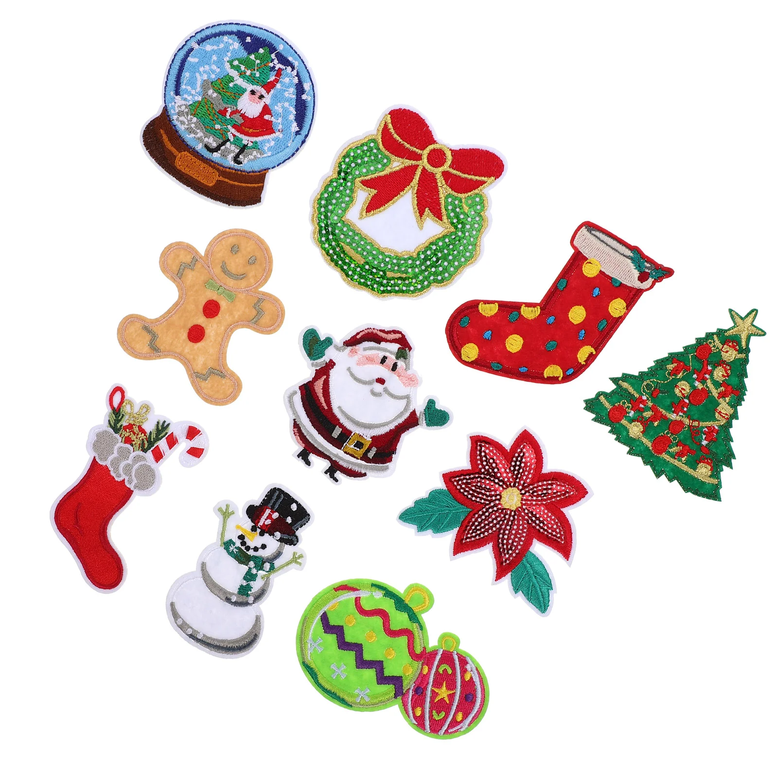 

Patches Patch Appliques Christmas Iron Sew Badge Santa Applique Embroidered Clothes Clothing Jacket Claus Snowman Repair Holiday