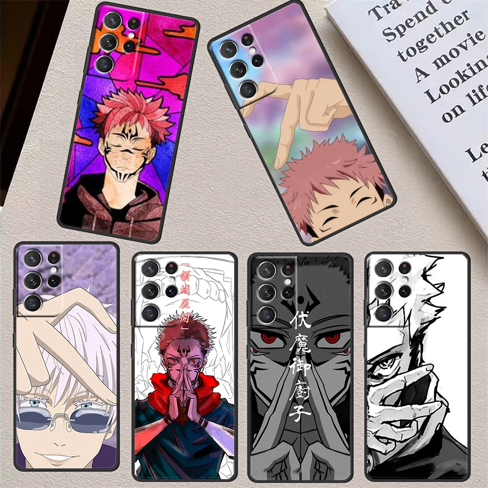 

Hot Anime Jujutsu Kaisen For Samsung S23 S22 S21 Ultra S20 FE Pro Lite S10 S9 S8 Plus 5G Black Phone Case Cover