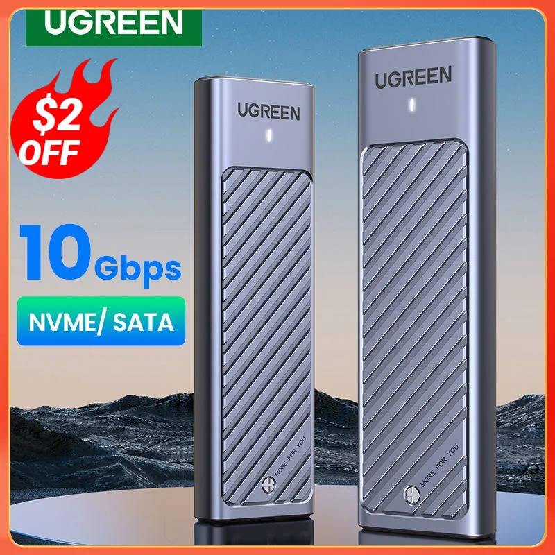  UGREEN M.2 NVMe SATA SSD адаптер корпуса 10 Гбит/с USB 3,2 Gen2 USB C внешний корпус поддерживает клавиши M и B & M