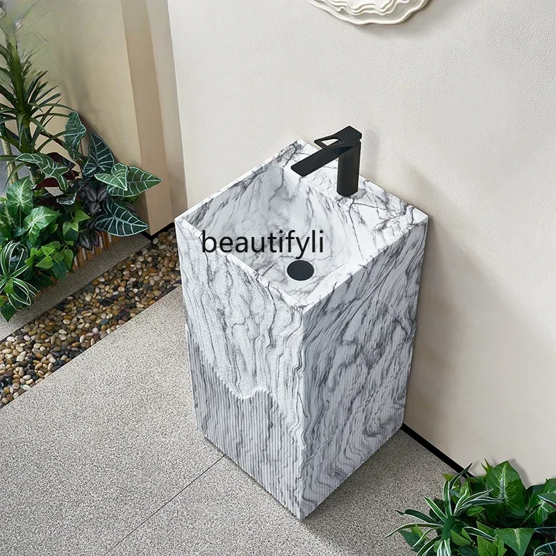 Мраморный каменный узор художественная квадратная раковина на пьедестале