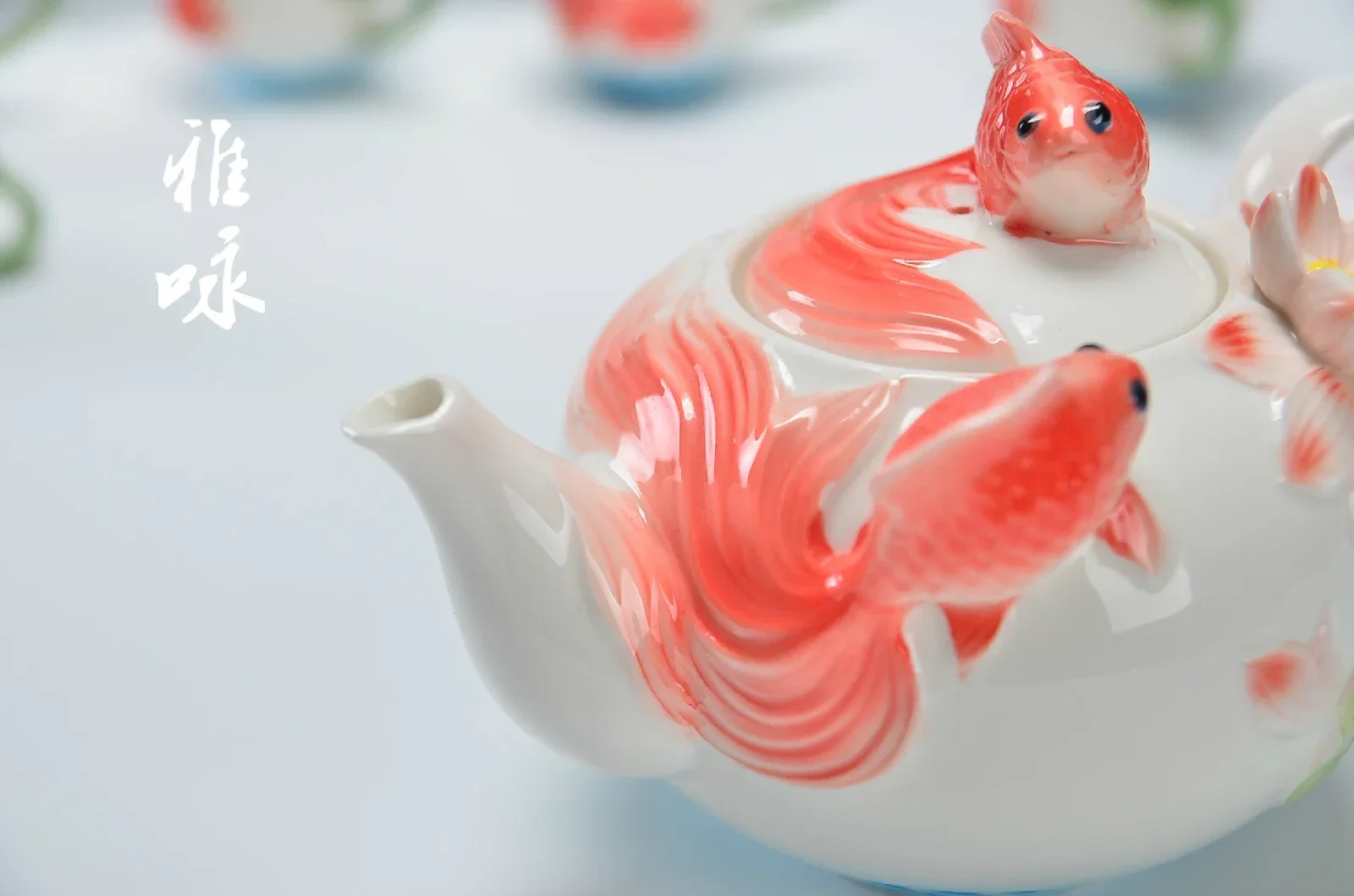 Новый 3D эмалированный кофейный чайник креативный рельефный Лотос фарфоровый