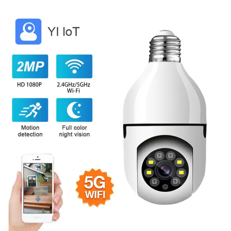 

2.4G Wifi E27 Bulb Surveillance Camera Night Vision Full Color Automatic Human Tracking Digital Zoom Video Security Monitor Cam