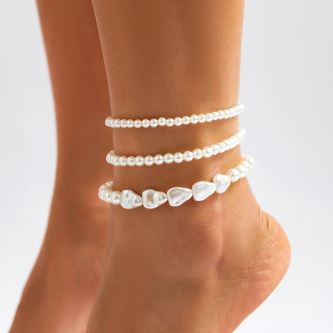 

Ingemark Boho Multilayer Baroque Pearl Chain Anklet for Women Lady High Heel Ankle Bracelet Barefoot Sandals Summer Foot Jewelry