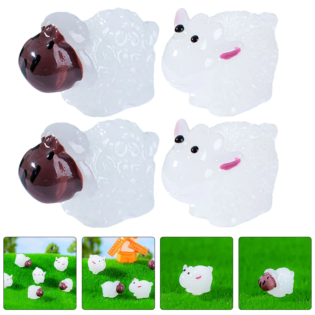 

20 Pcs Mini Sheep Moss Glow The Dark Animal Figurine Resin Decor Lively Room Figurines Office