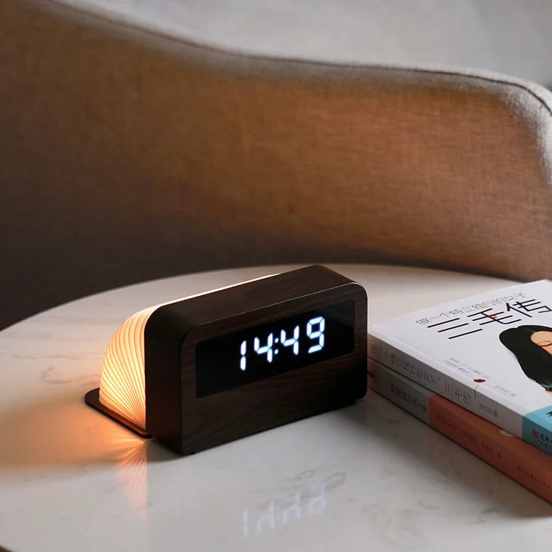 

Desktop Clock Digital Design Book Shape Lamp Clock Table Bedside Simple Creative Art Bedroom Night Light Home Room Decoration