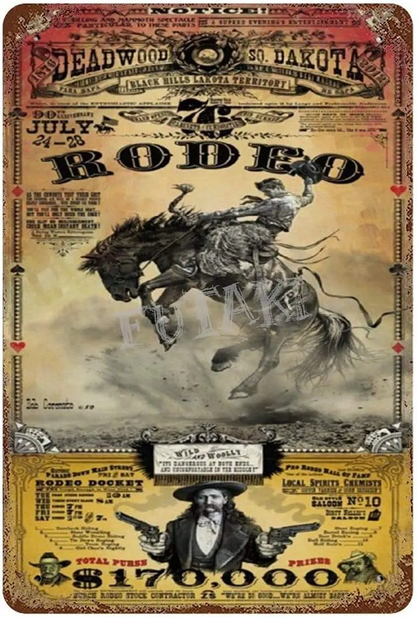 

Rodeo Deadwood SO Dakota Vintage Tin Sign Prevent Glare Plaque not Rusted Iron Painting Aluminum Metal Retro Movie Band Art Pers