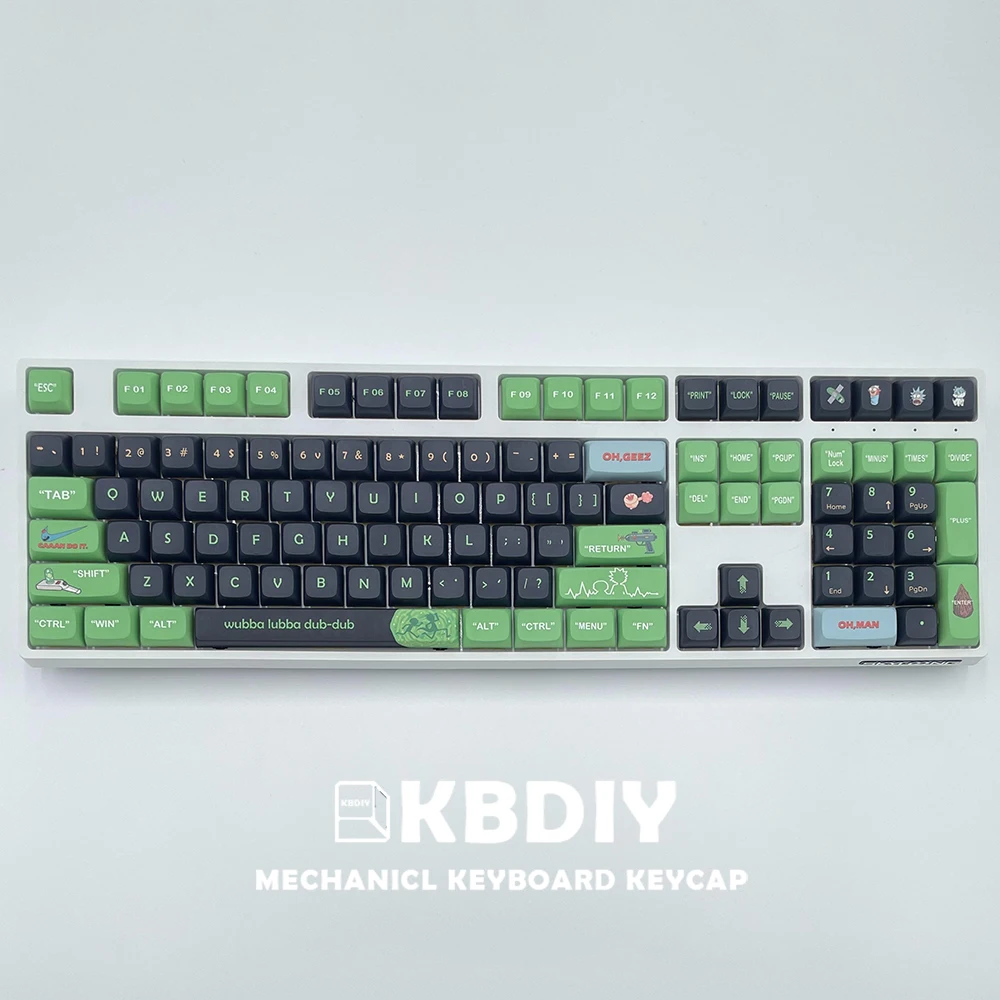 KBDiy 118 Keys Rick And Morti PBT Keycaps XDA Profile MX Switch Anime Cute Keycap for DIY Mechanical Gaming Keyboard Custom Set images - 6