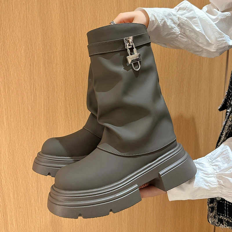 

Warrior Dropshipping Cheap Boots For Women Fashion Sexy Platform Leather Boots Foreign Flavour Girls Boots Western Short Boots