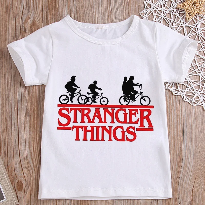 

2022 Stranger Things Season 4 Girls T-Shirts Boys Short Sleeve Tops Kids Tshirts Cartoon Print Children's Clothes Graphic Tees