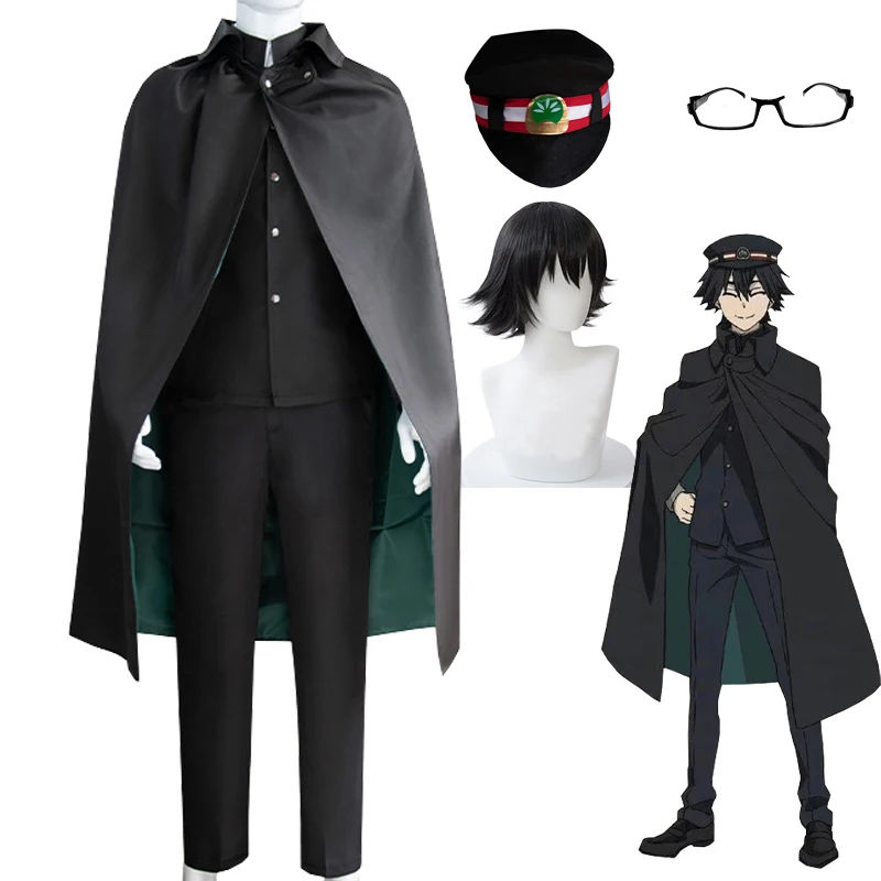 

Anime Edogawa Rampo Cosplay Costume Bungo Stray Dogs Cosplay Black Uniform Outfits Edogawa Rampo Wig Halloween Carnival Suit