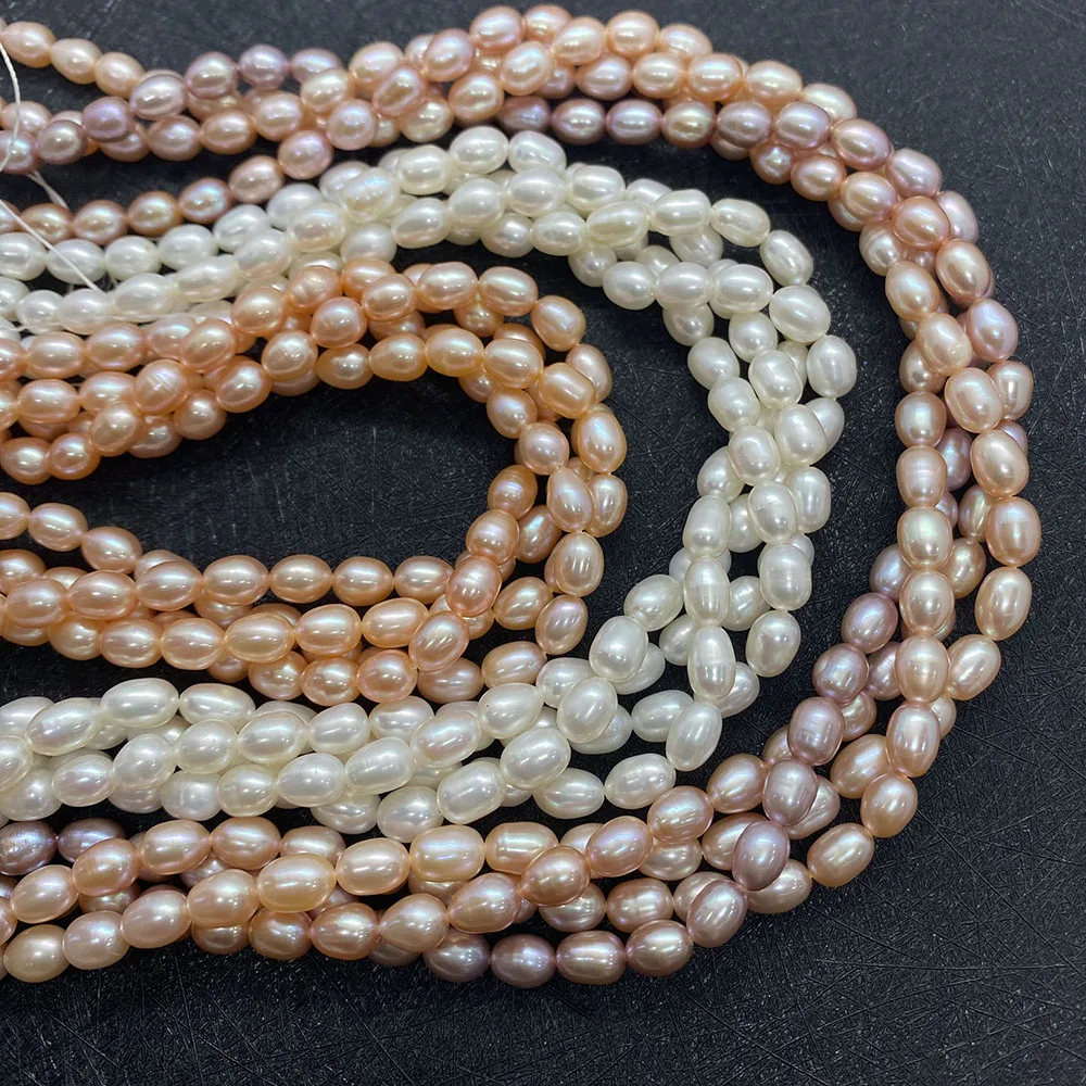 New AAA Grade Natural Fresh Water 5-6mm Rice-shaped Pearl DIY Jewelry Fashion Necklace Bracelet Ladies Jewelry Accessories