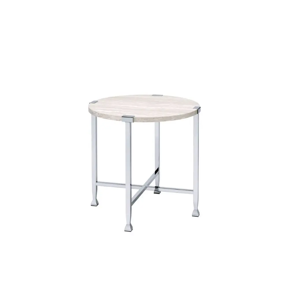 

Furniture Brecon End Table, White Oak &Chrome 83212