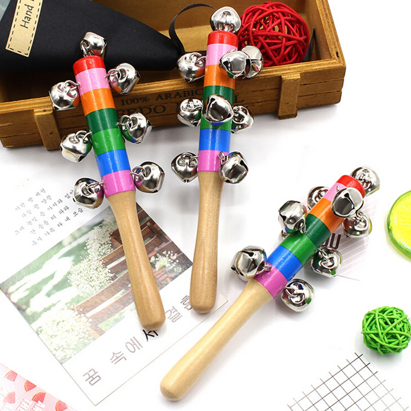 

1/2/3pcs Baby Hand Rainbow Sleigh Bells Children Hand Bell for Boys Girls Preschool Education Musical Toys