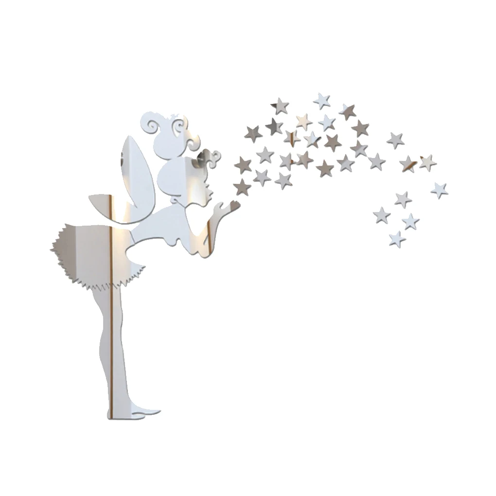 

DIY Fairy Elf 3D Mirror Sticker Christmas Gift Wall Stickers Fairy Tale Stars Acrylic Decals Girls Bedroom Decoration Wallpaper