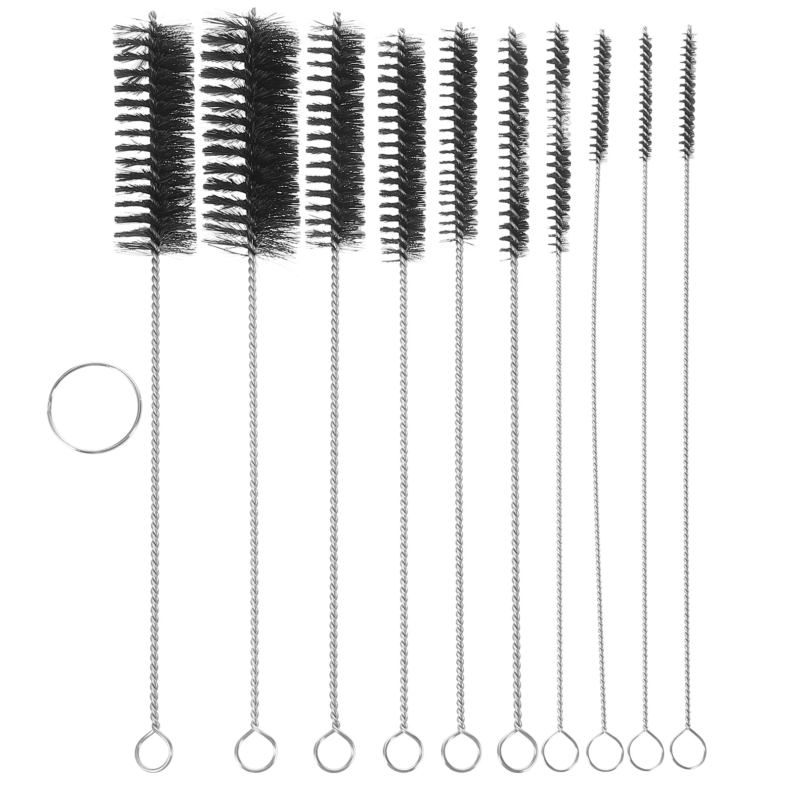 

Set of 10 Nylon Tube Brush, Bottle Cleaning Brushes with Stainless Steel Handle for Drinking Straws Glasses Keyboards Hookah