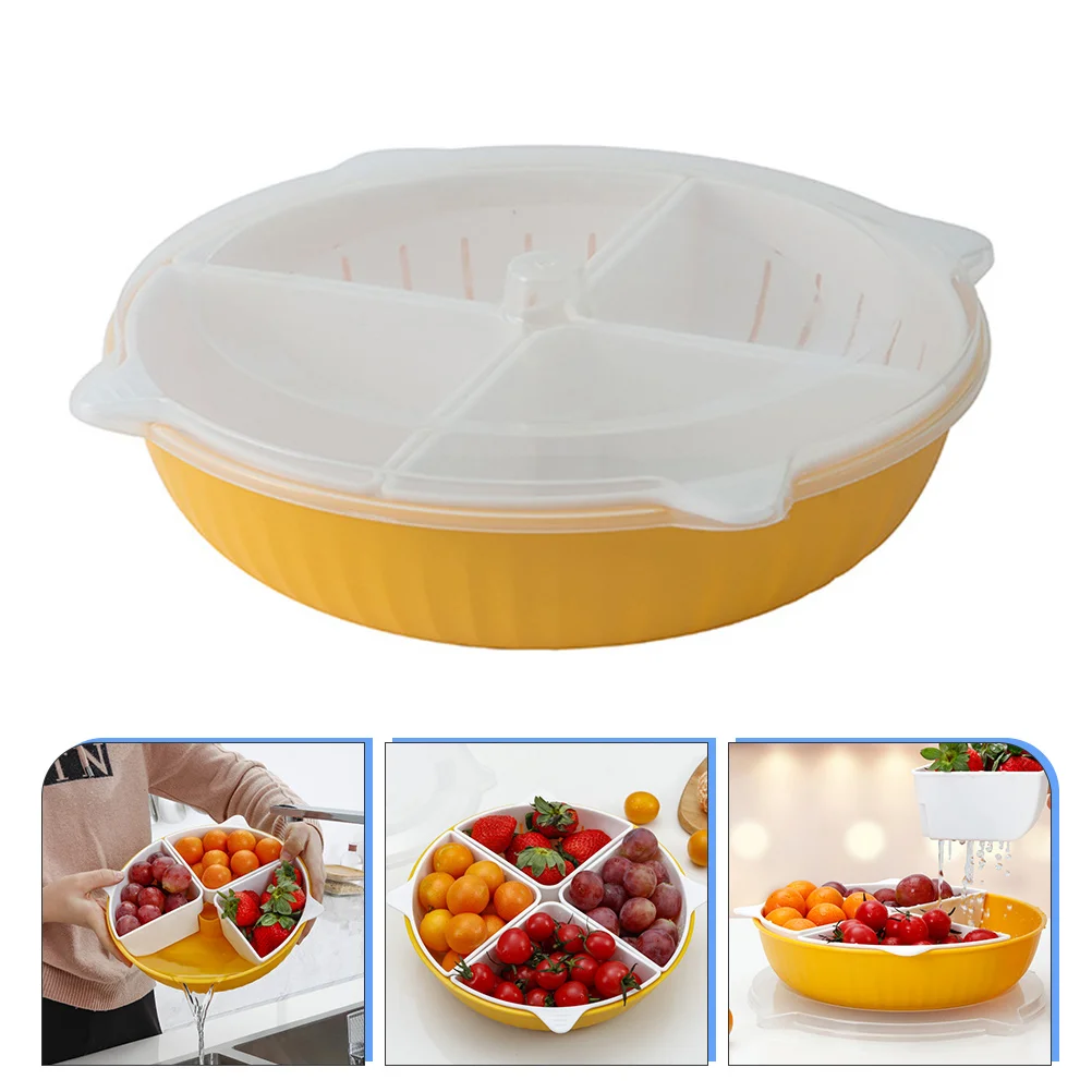 

Plastic Drain Basket Kitchen Compartment Colander Dual-layer Draining Bowl