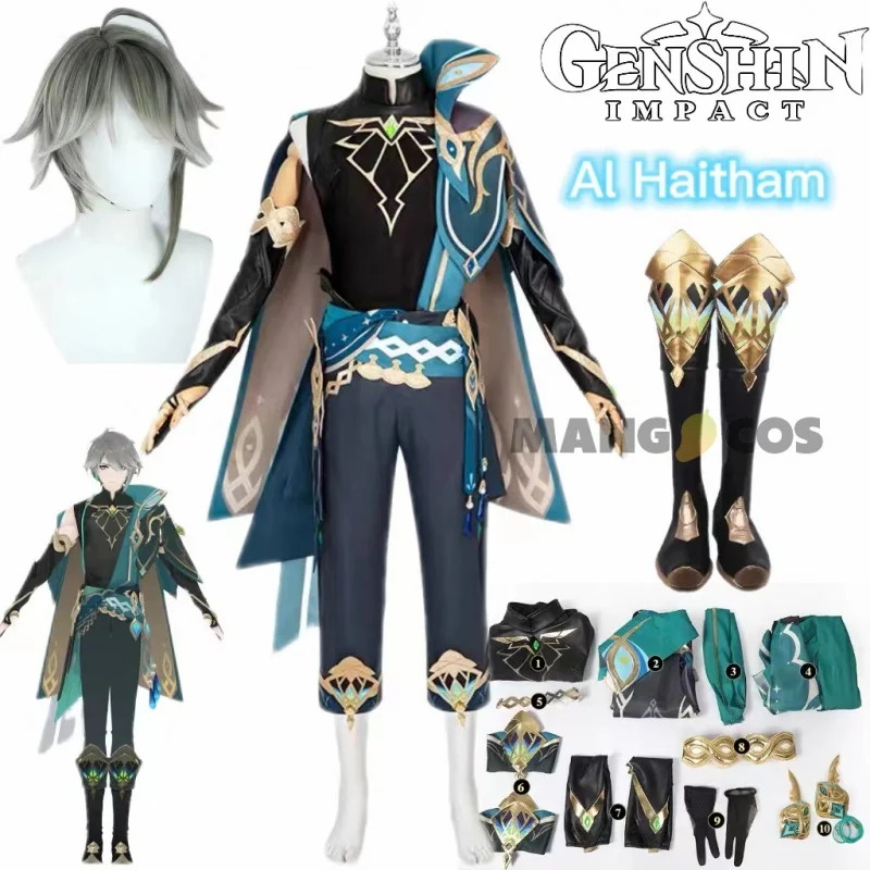 

Genshin Impact Al Haitham Cosplay Costume Carnival Uniform Wig Shoes Anime Halloween Men Game