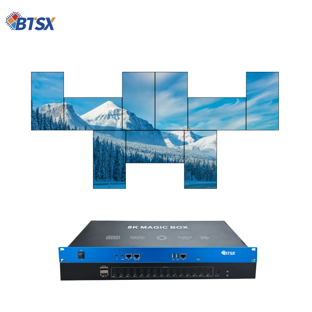 Фото Видеопроцессор для видеостен 8K с 1 входом HDMI, 15 выходами HDMI, поддержкой декодирования 7680x4320, управлением RS232 для коммерческих дисплеев №5
