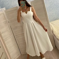 sexy open dress 2022 summer v neck back red women knee length bohemian style solid spaghetti strap party clothing evening robes