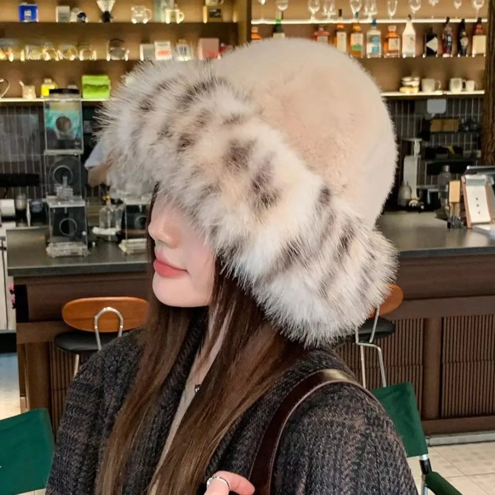 Новая теплая пушистая меховая панама со снежным днем утепленная русская шапка на