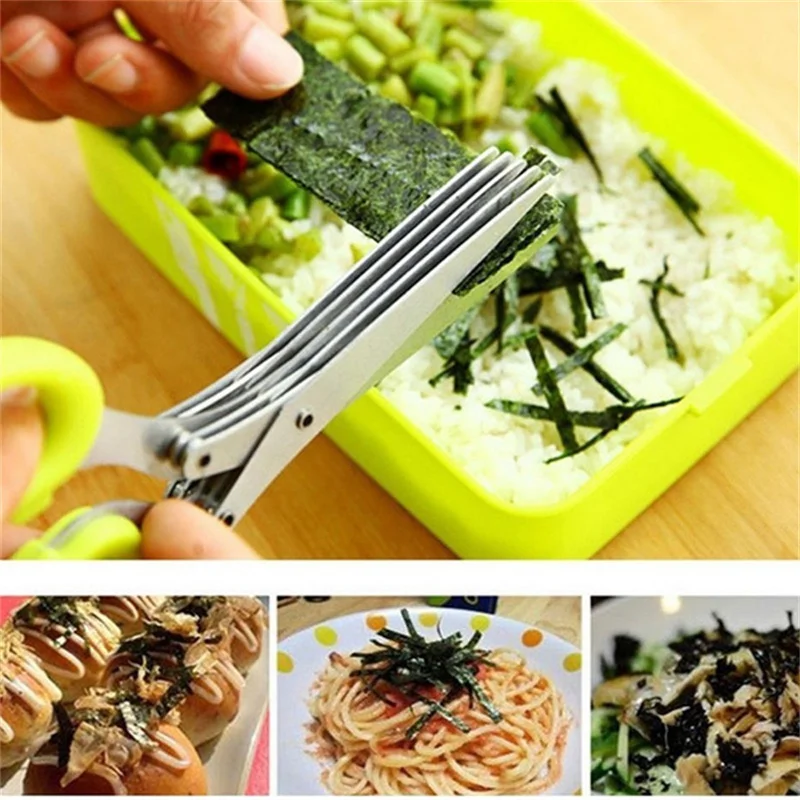 

Multifunctional Muti Layers Stainless Steel Knives Multi-Layers KItchen Scissors Scallion Cutter Herb Laver Spices Cook Tool Cut