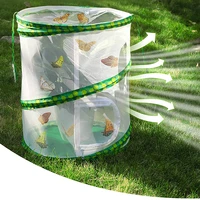 new green collapsible insect cage mesh insect habitat cage butterfly mantis stick breeding zipper cages net cloth 2022