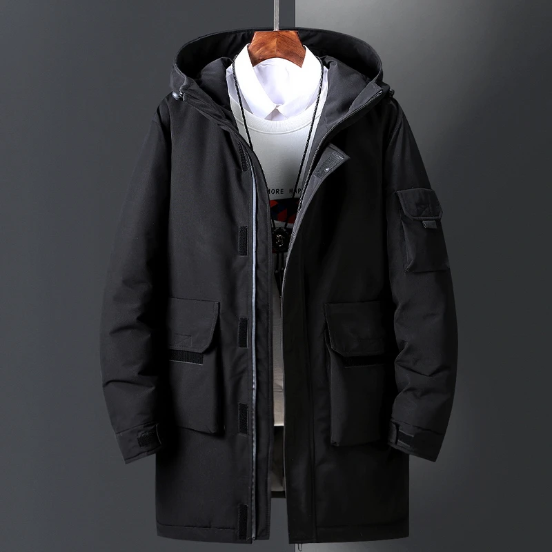 2022 new men's mid-length down jacket men's winter wear middle-aged and elderly jacket men's thickened white duck down