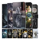 Цветной раскрашенный бумажник, флип-чехлы для Sony Xperia L2 L3 XA F3111 XA1 Plus XA2 Plus, чехол для телефона со слотом для карт и львом, кошкой, цветком