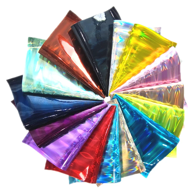 

Various colors holographic rainbow PU synthetic leather Sheets，Laser Vinyl Fabric for shoes/bags/handbags/crafts Sewing material