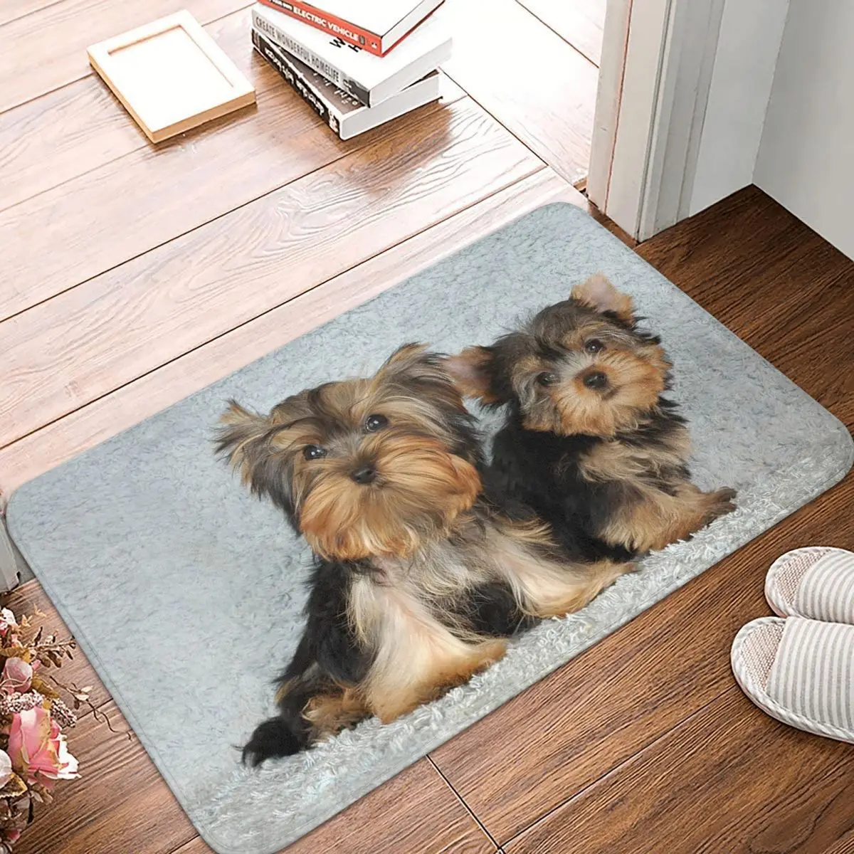 

Cute Mini Yorkshire Terrier Doormat Bathroom Welcome Soft Entrance Door Floor Mat Decoration Floor Rug Door Mat Bath Mat