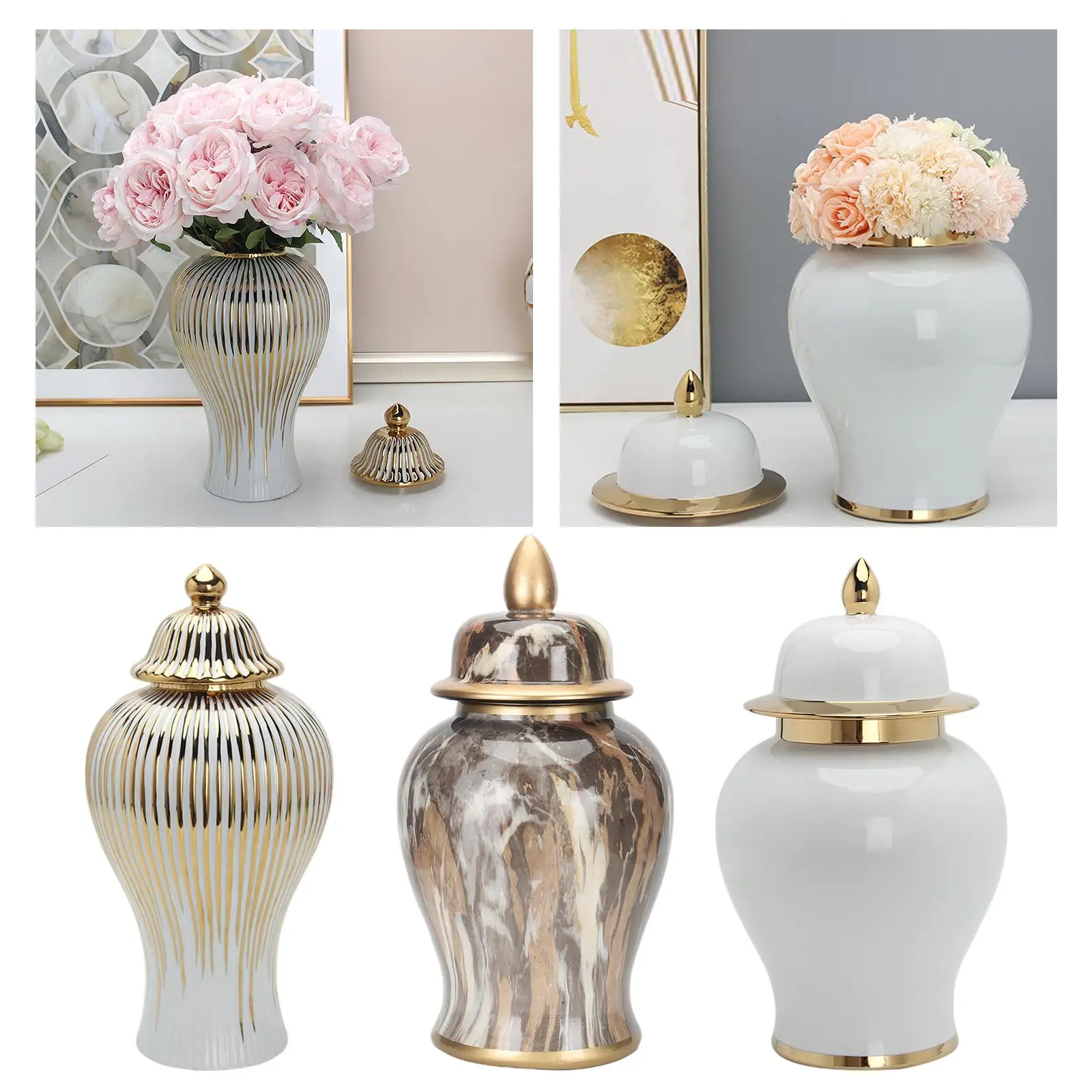 

Porcelain Jar Ceramic Ginger Jar Storage Jar Flower Holder Flowerpot Flower Vase for Home Countertop Collection Weddings Party