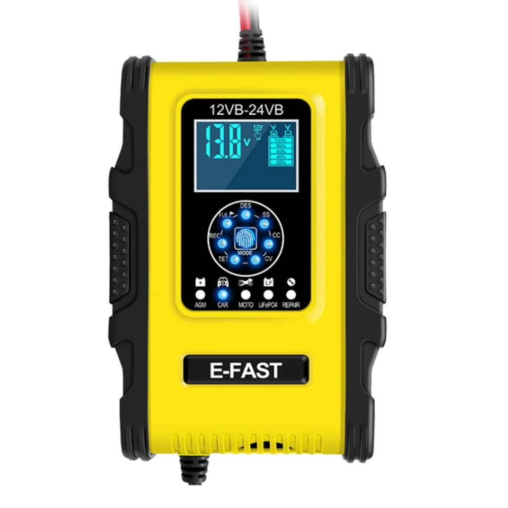 Умное зарядное устройство для автомобильного аккумулятора 12 В 24 а с ЖК-дисплеем
