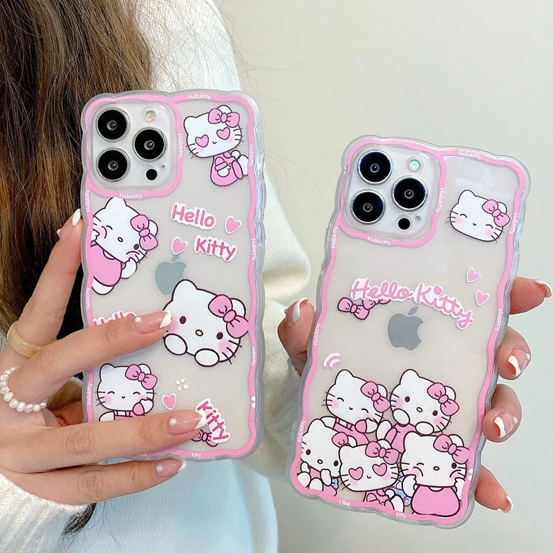 

Sanrio Hello Kitty New Pink Cartoon Phone Case For Iphone 11 12 13 Pro Max Xr Xs X Shockproof Cover