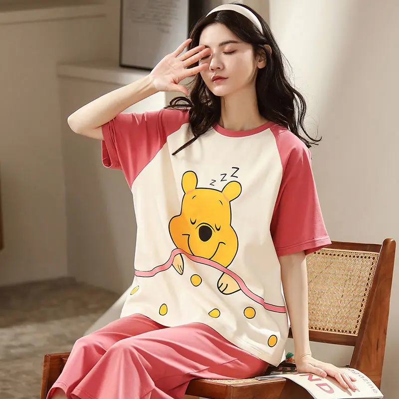 BZEL New Summer Women's Pajamas Set Sweet Home Set Casual Cotton Pajamas Comfortable FemmeFatalePajamas Cutepajamas Loosepajamas