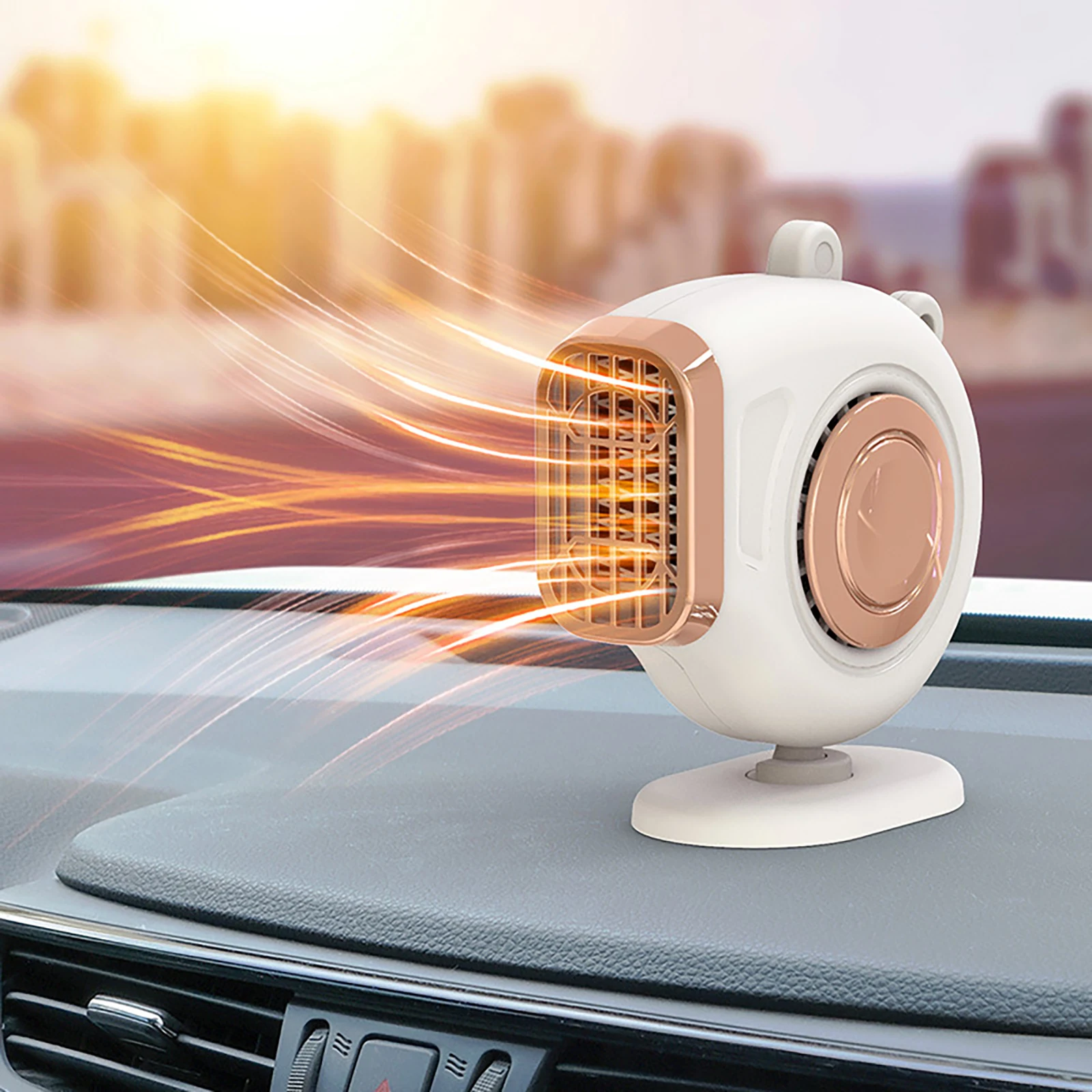 

150W Car Heater 12V/24V Portable Heating/Cooling Fan 360-Degree Adjustable Defrosting Defogging Air Purifier Auto Accessories