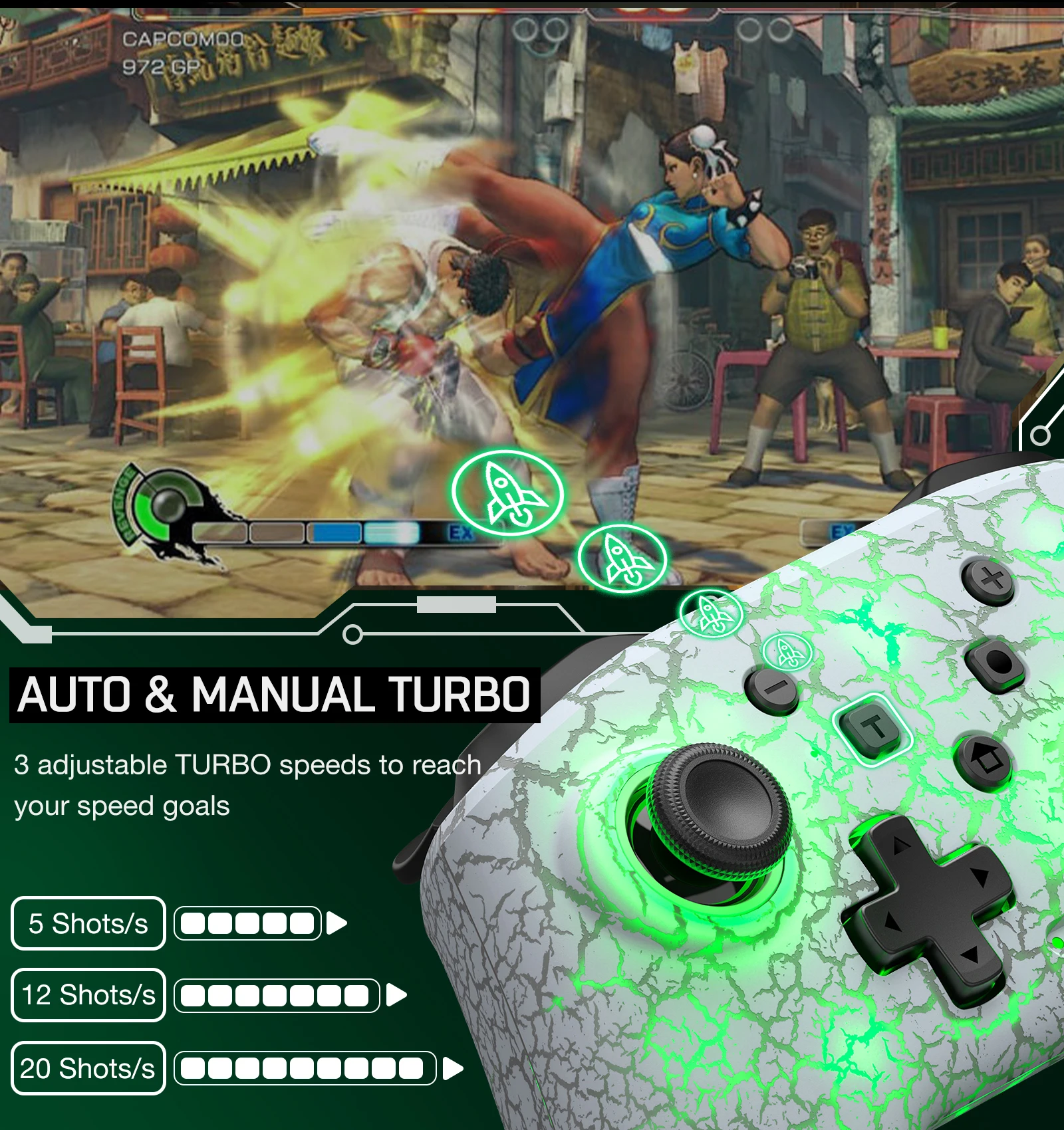 Беспроводной контроллер DinoFire 2 4G Bluetooth геймпад с RGB светильник 6 осей для Nintendo Switch