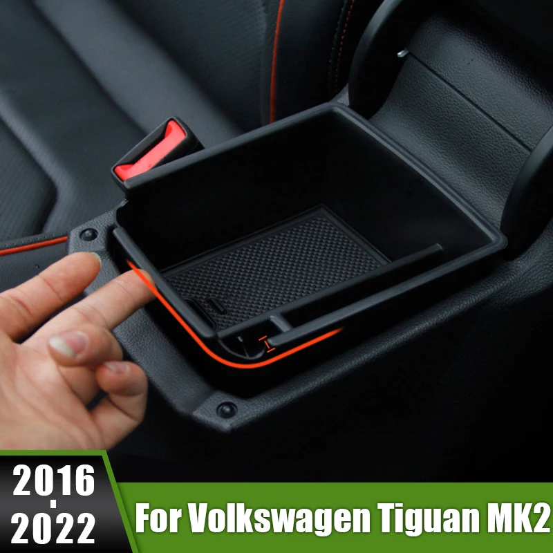 

For Volkswagen Tiguan MK2 2016 2017 2018 2019 2020 2021 2022 Center Armrest Hidden Storage Box Container Glove Organizer Case