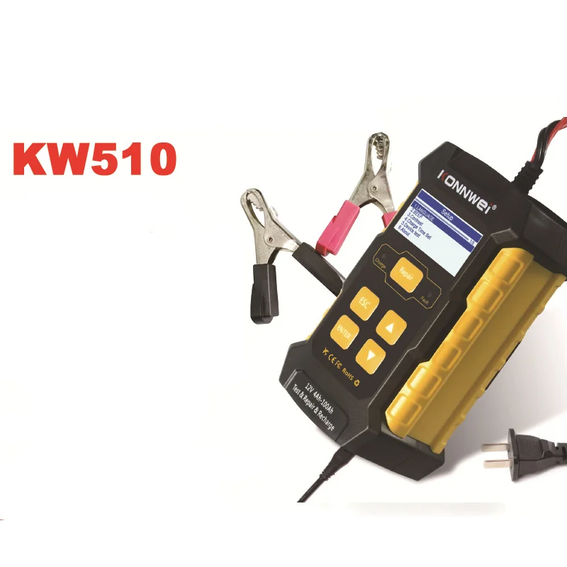 KONNWEI KW510 3 in Car Battery Tester Full Automatic Car Battery Repair Tool Load Test Cranking Test Battery Charger Test Tool