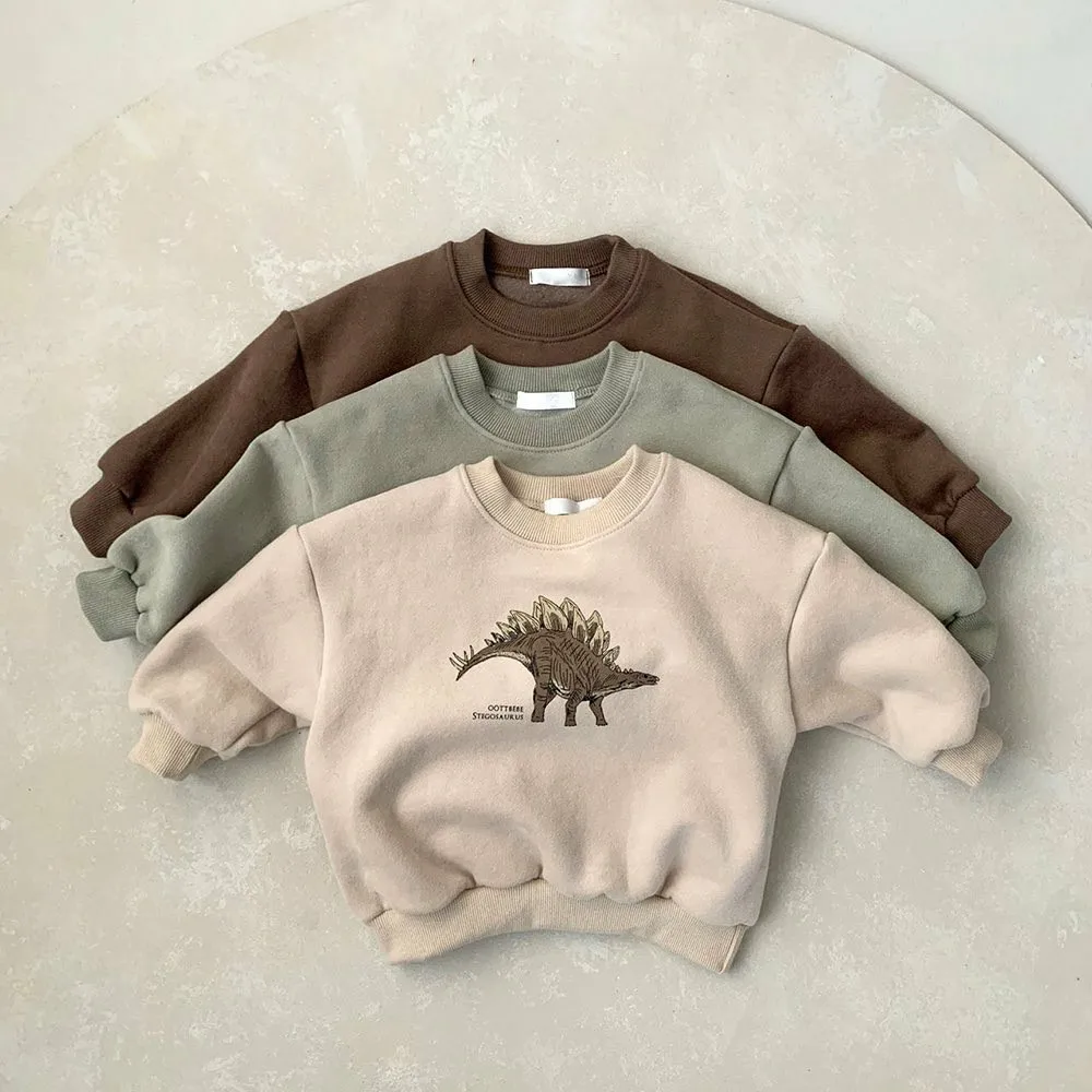 

Melario 1-6Y Kid Dinosaur Pullover Infant Korean Winter New Top Baby Dinosaur Plush Comfortable Pullover Kid Clothes Boy Sweater