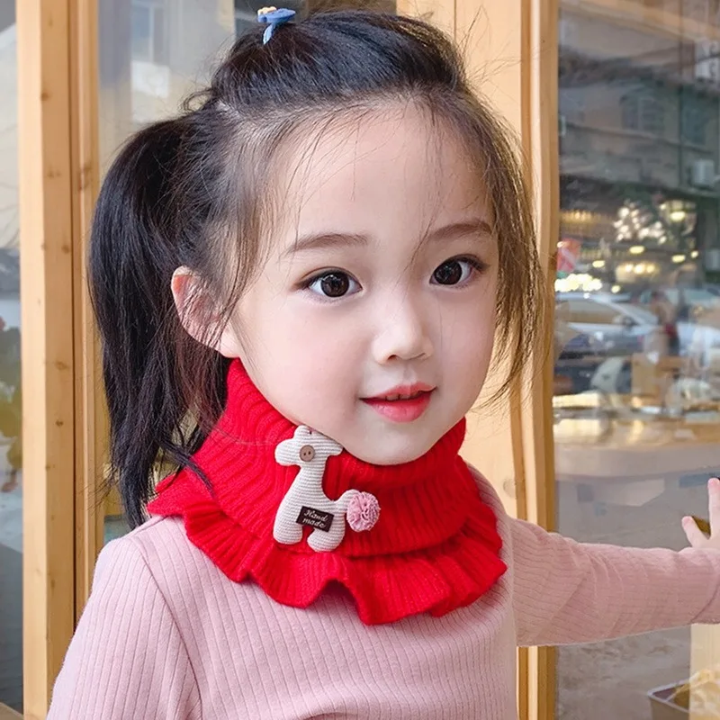 

Winter New Wool Hair Pure Color Children's Scarf Baby Boys Girls Plush Neck Warm Scarves Girls Kids Warm Scarves Collar Circle