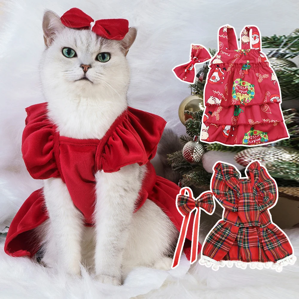 

Cat Skirt Pet Supplies Pet Christmas Clothes Silver Fox Plush Skirt Sweet Cute Comfortable Skin Friendly Pet Accessories