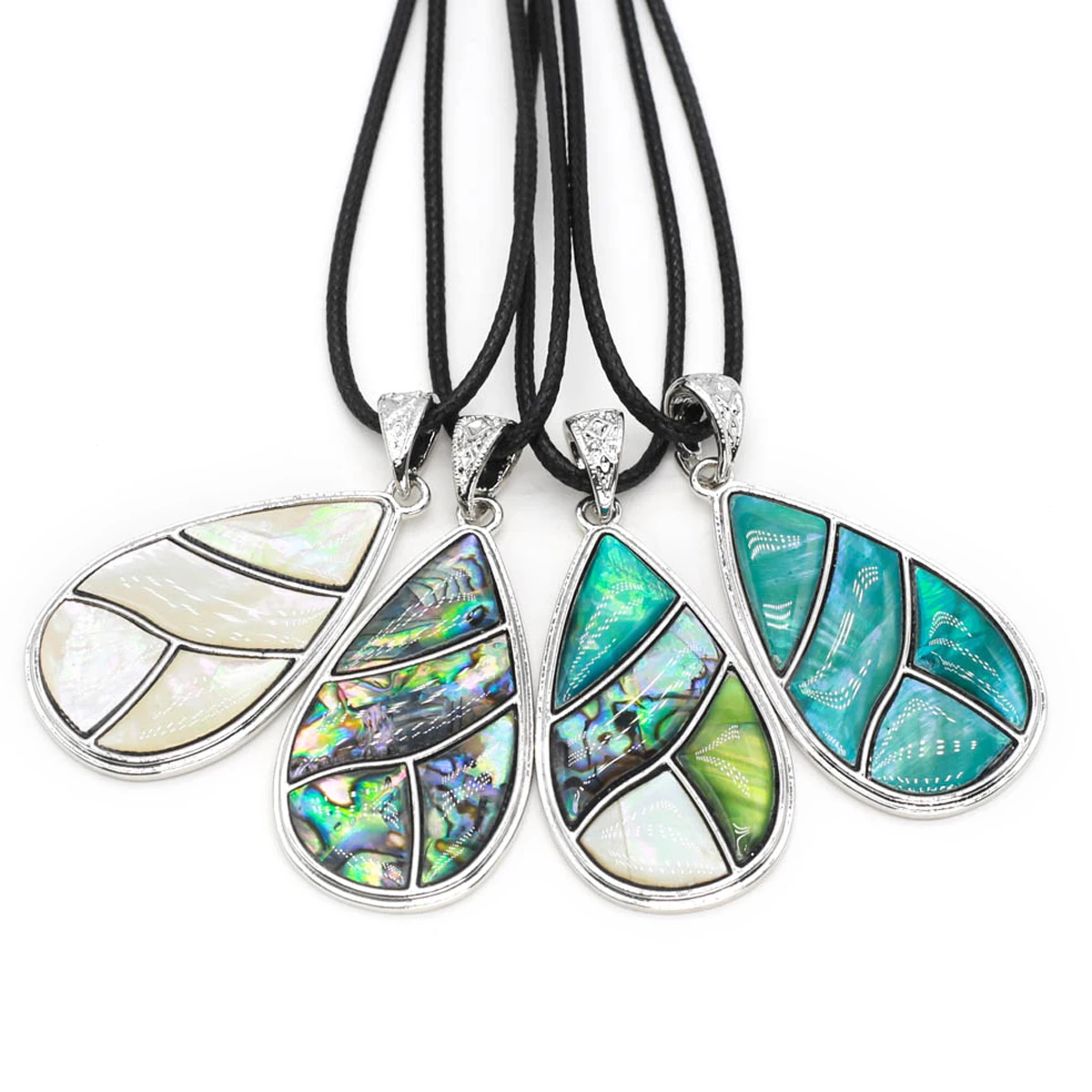 Подвеска из натуральной ракушки ожерелье в форме капли воды белое озеро голубое и Морская ракушка Подвеска из сплава восковой шнур для ювелирных изделий подарок