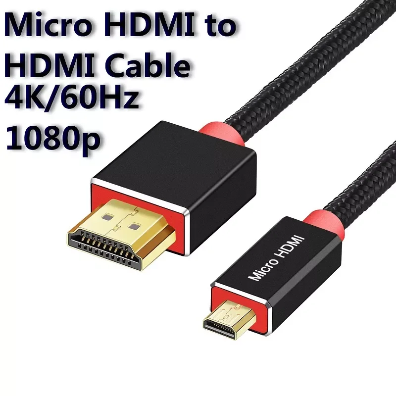 

2023New Micro HDMI-compatibleCable Adapter 4K 60Hz 1080P Ethernet Audio braid cable for camera HDTV PS3 XBOX PC 1m 2m 3m